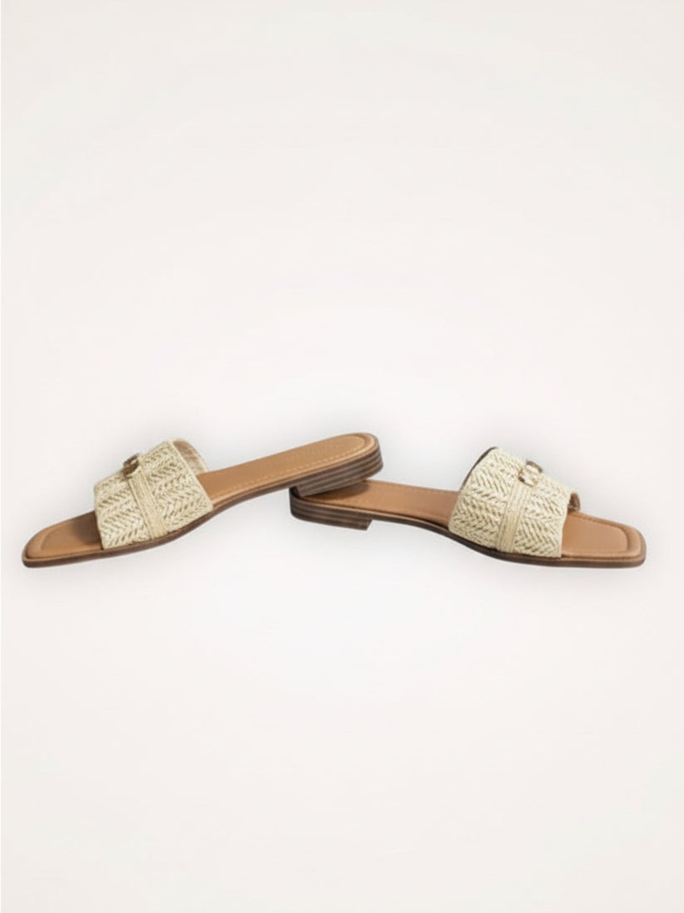RAFFIA RADIANCE BOHO GOLD STUD SANDALS - Picture 4 of 5